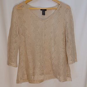 dalin, Cream knit shirt, large, mid sleeve